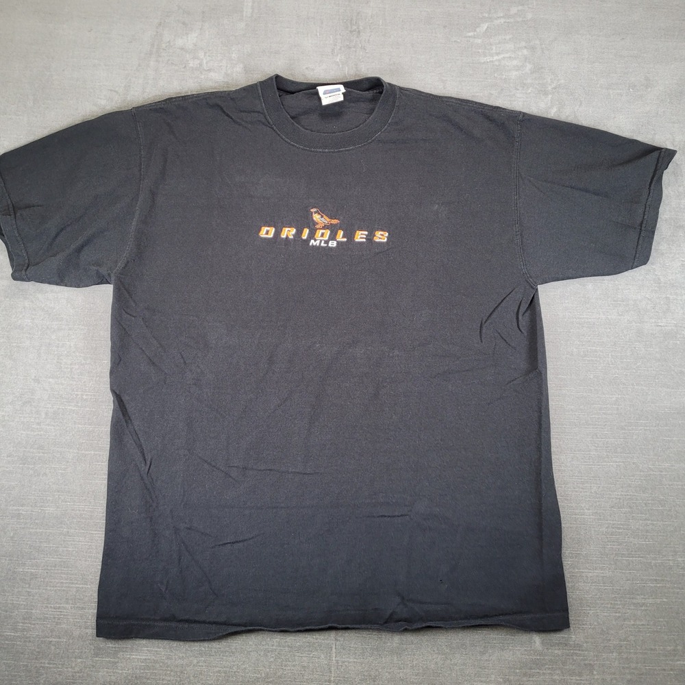 CSA Y2K Baltimore Orioles MLB Embroidered T-Shirt Mens XL Black Short Sleeve Tee
